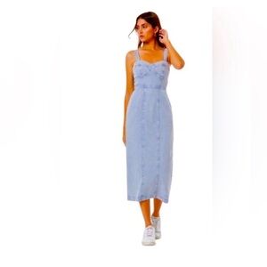 Young Fabulous & Broke Light Blue Denim Midi Dress Adjustable Straps size small